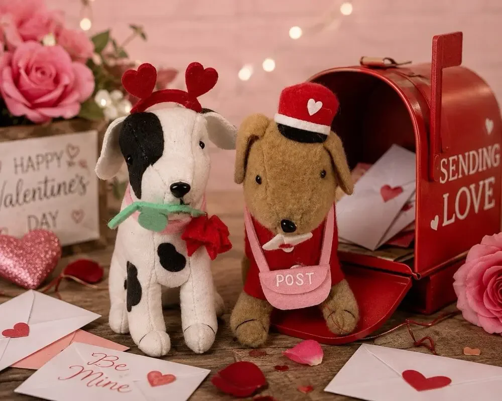 Target Bullseye Playground Valentine Plush Dogs Lot of 2 Mail Carrier Rose 2025